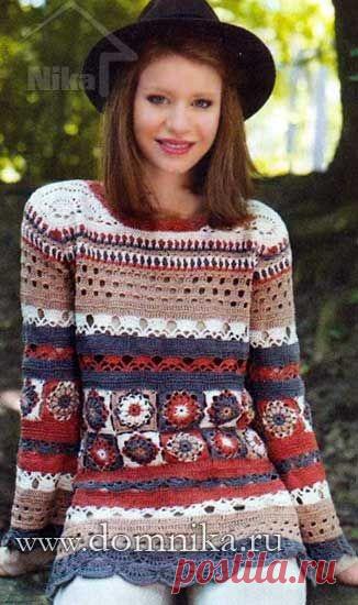 Разноцветная туника крючком