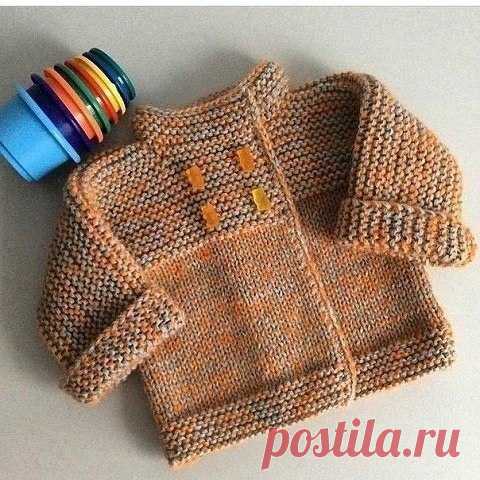 ​Детский кардиган платочной вязкой