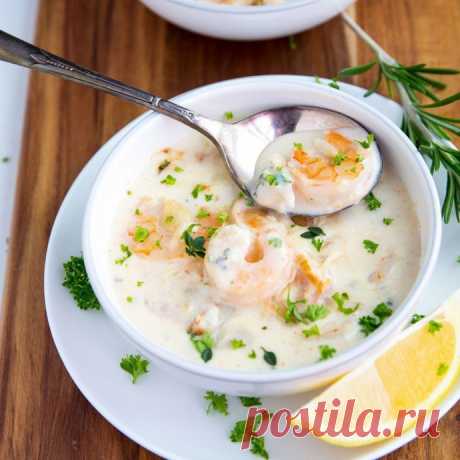 ​Сырный суп с креветками