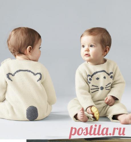 Детский комбинезон спицами с вышивкой - Портал рукоделия и моды