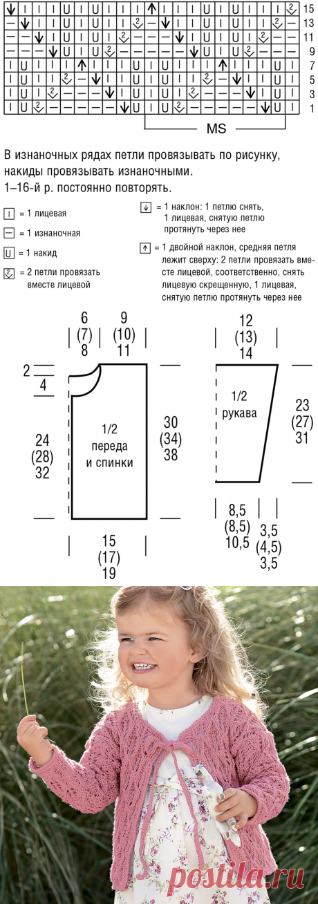 Ажурная кофточка на завязках - схема вязания спицами. Вяжем Кофты на Verena.ru