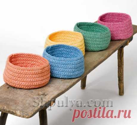 Разноцветные корзинки крючком - SHPULYA.com