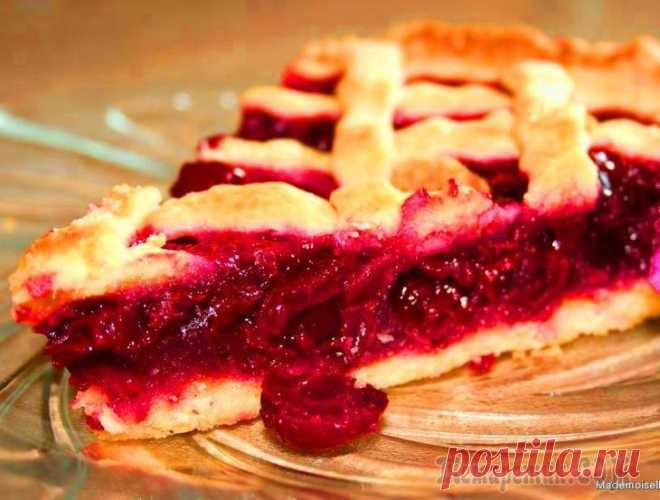 Вишнёвый пай (открытый пирог) из песочного теста, пропитанное ароматным соком вишни!!!