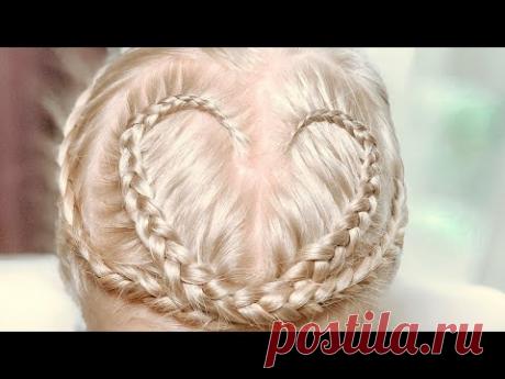 КРАСИВАЯ ПРИЧЁСКА В ШКОЛУ ДЛЯ ДЕВОЧЕК / Сердце из косы переходящее в хвост / Прическа в школу - YouTube