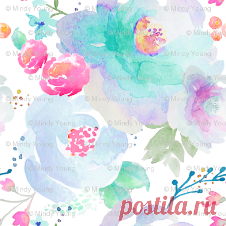 Indy Bloom Design Floral blues fabric - indybloomdesign - Spoonflower