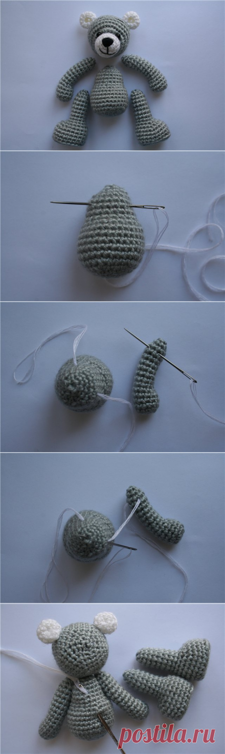 Сборка вязаного мишки