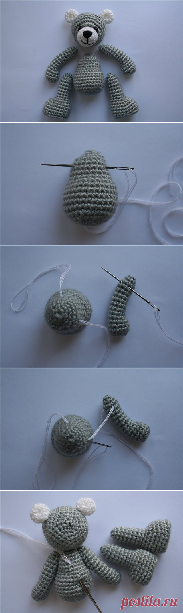 Сборка вязаного мишки