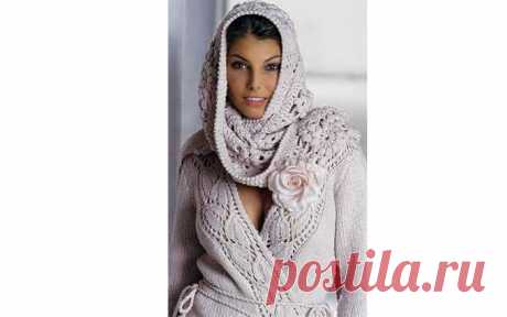 Вязаный комплект. Жакет и шаль Комплект:  жакет выполнен спицами и шаль - крючком. Схемы выкройка, описание Размеры: 36/3