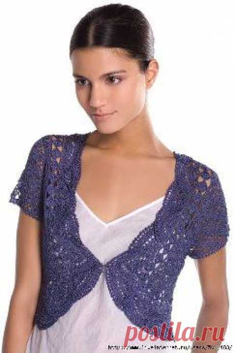 Болеро крючком. Схема здесь https://labhousehold.com/crochet-bolero-12.html