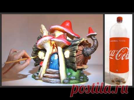 ❣DIY Log Fairy House Lamp Using a Coke Plastic Bottle❣