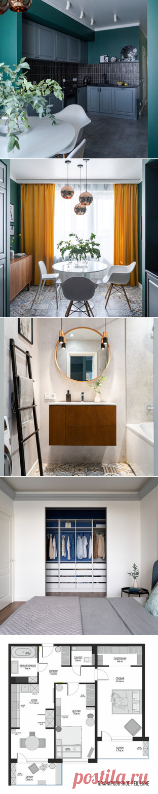 Дизайн-проект квартиры в ЖК Bonava - Санкт-Петербург - от эксперта YUHOME design  studio.
- 4 комнаты - 80 м2 - кухня-гостиная - 2 спальни - балкон, лоджия