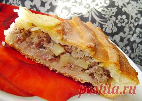 Пирог с мясом (из творожного теста)