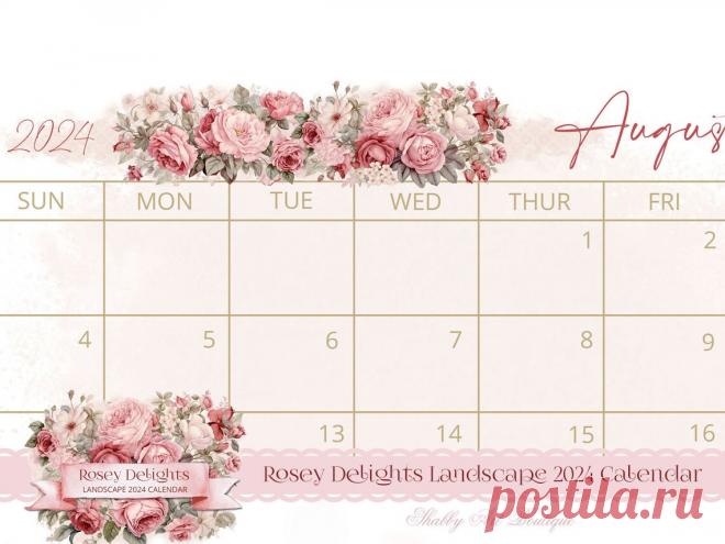 Календарь Rosey Delights альбомный на 2024 год для печати - Etsy Россия