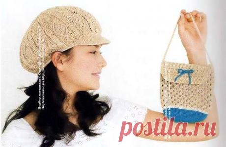 Кепка и сумочка крючком ...от Keito Dama (Япония).