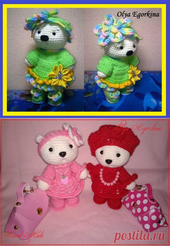 Вязаные мишки амигуруми.