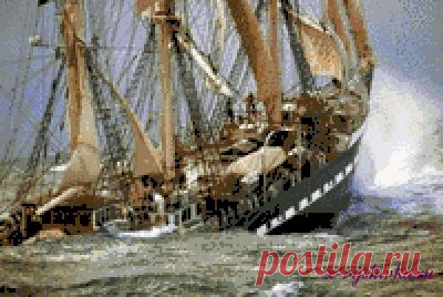 Большой тонущий корабль. Схема вышивания крестиком в графике » Бесплатные схемы вышивки крестом
