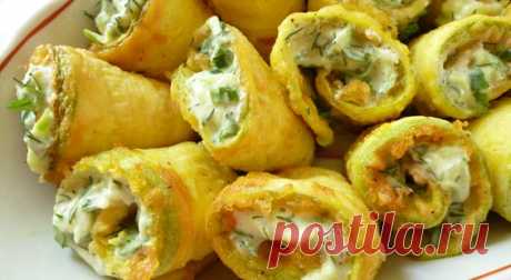 Кабачковые рулетики с огуречно-сырной пастой | Кулинарные рецепты от «Едим дома!»