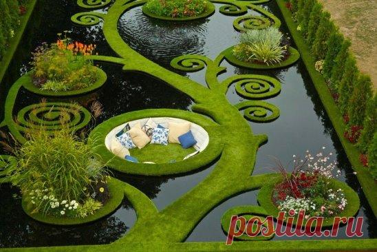 Сад Альков на воде. Это редкий, уникальный сад, где вода и земля прямо-таки переплетаются друг с другом, создавая потрясающий орнамент. Это рукотворное чудо находится в Новой Зеландии.