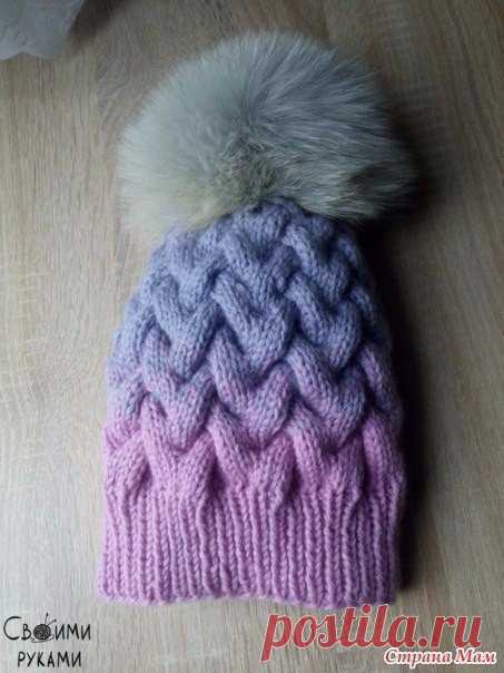 Шапка косами с градиентом