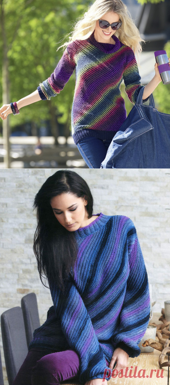 Пуловер с диагональными полосами — Делаем Руками