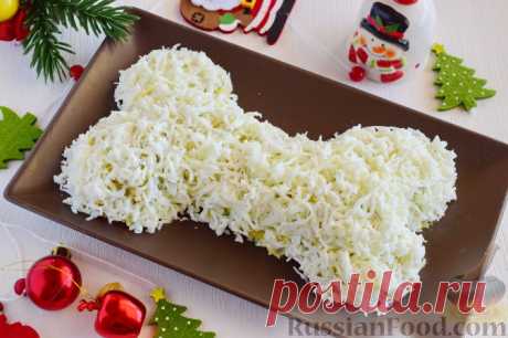 Рецепт: Салат "Кость" с креветками и авокадо на RussianFood.com