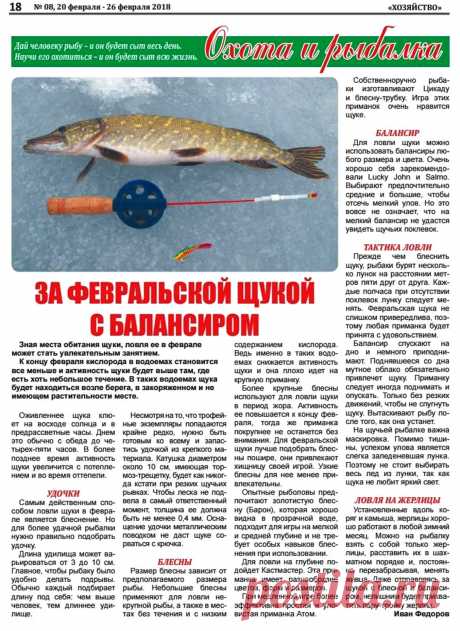 За февральской щукой с балансиром