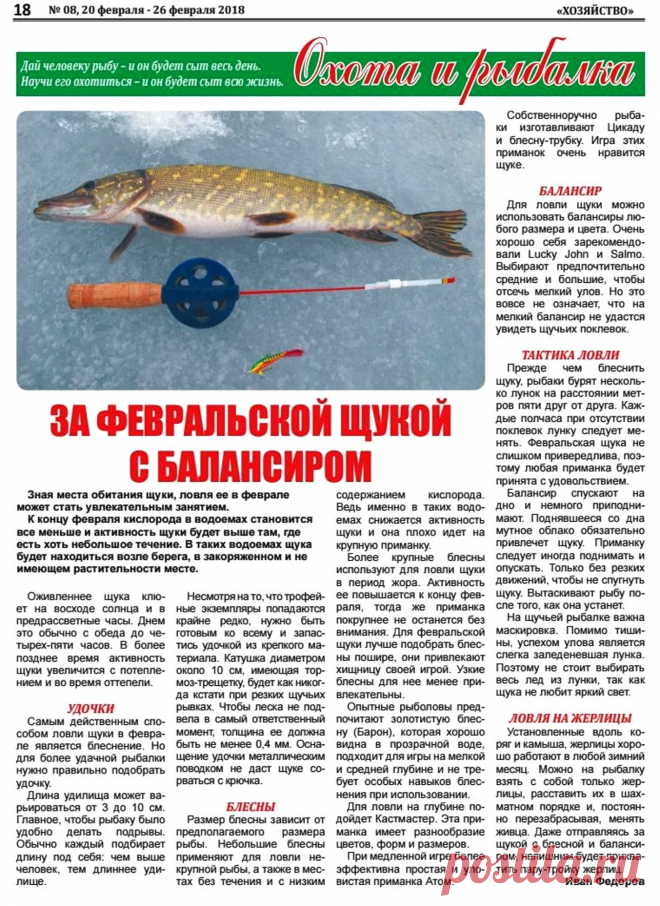 За февральской щукой с балансиром