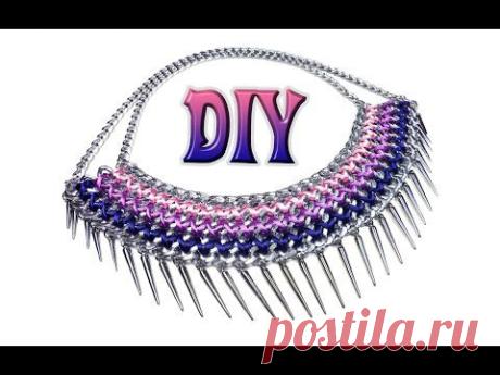 DIY: gradient chain collar [easy] / Модное колье из цепей и ниток своими руками - YouTube