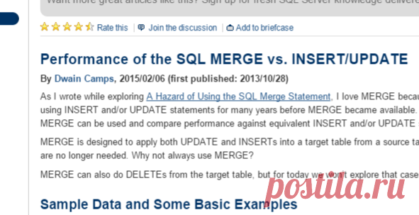 Performance of the SQL MERGE vs. INSERT/UPDATE - SQLServerCentral