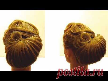Вечерняя прическа на средние волосы  Прическа своими руками Hairstyle for medium hair - YouTube