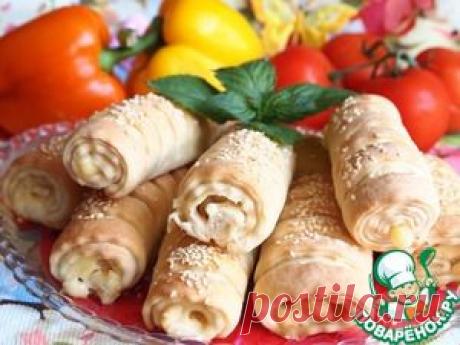 Трубочки с курицей и плавленным сыром - кулинарный рецепт