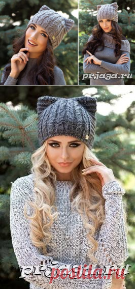 Шапочка кошка спицами