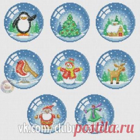 Вышитые елочные игрушки "Шарики"