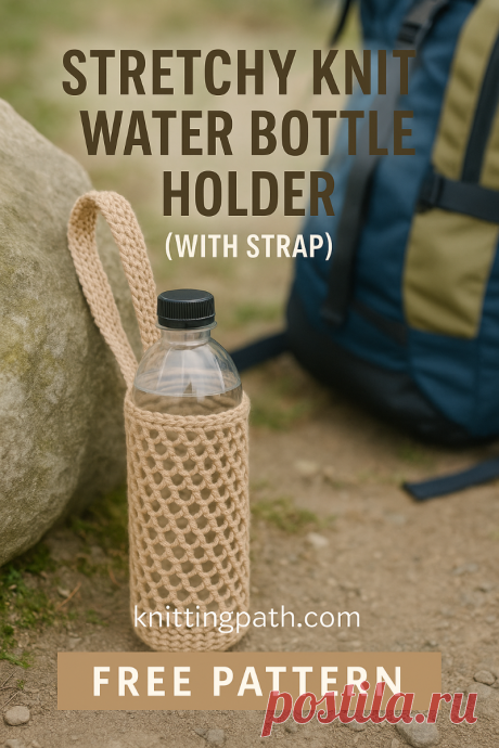 Stretchy Knit Water Bottle Holder (with Strap)