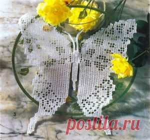 Панно "Бабочка". Схема вязания крючком