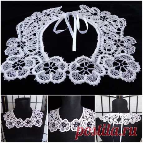 Воротничок сплетен на коклюшках