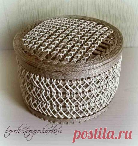 Плетеная шкатулка из джута. Мастер-класс 2 часть.