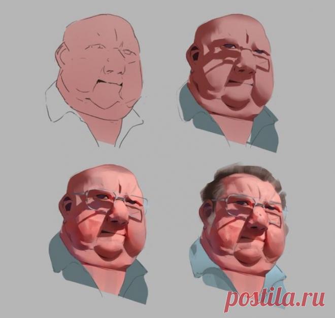 Урок. Пошагово. Лицо мужчины.