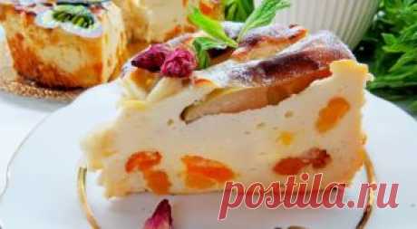 Воздушная творожная запеканка с курагой и яблоками, пошаговый рецепт с фото