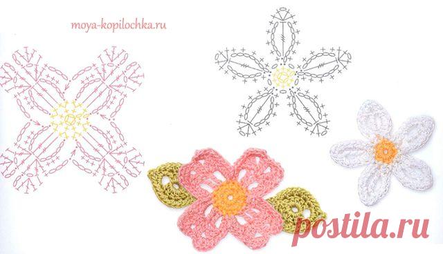 Вязаные цветы. 100 цветочных мотивов для вязания крючком со схемами.