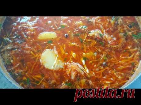 Настоящий цыганский таборный борщ с пышками на костре. Gipsy cuisine.