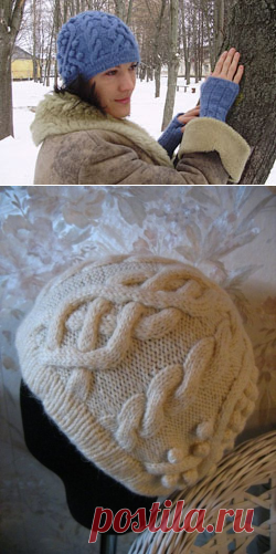 Женская вязаная шапка с аранами - Шапочки и панамки - Схемы вязания - Авторский проект Натальи Грухиной