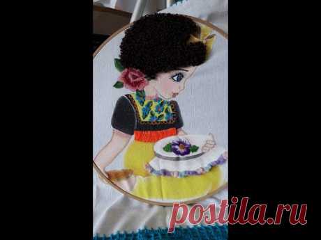 NIÑA BORDANDO PARTE 4 PINTURA EN TELA Y AGUJA PIKA PIKA