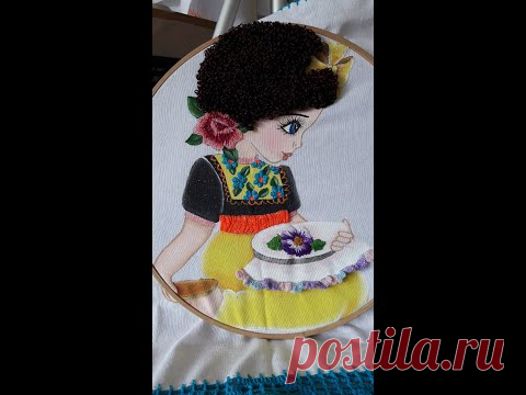 NIÑA BORDANDO PARTE 4 PINTURA EN TELA Y AGUJA PIKA PIKA