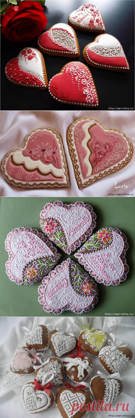 Пряники в форме сердца ко дню Святого Валентина - Handmade-Paradise