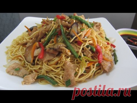 Жареная лапша со свининой и овощами китайская кухня [LudaEasyCook]