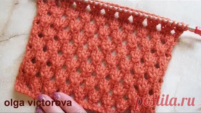 Ажурный узор дырочками Вязание спицами 348