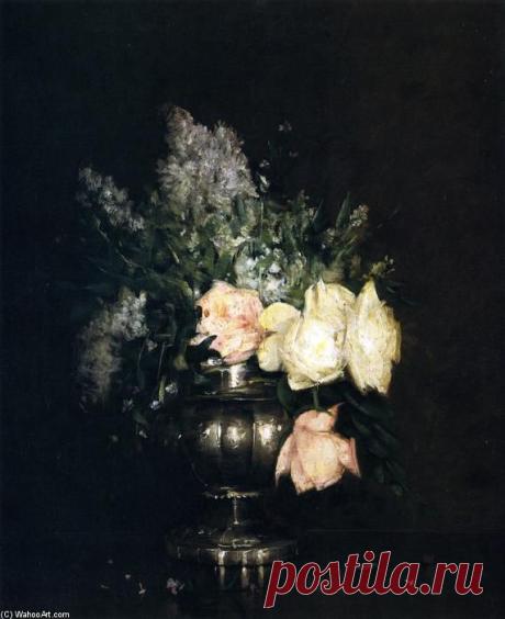 "Розы и сирень", масло по холсту по Julian Alden Weir (1852-1919, United States)