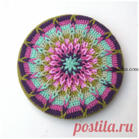 Круглая сидушка на табурет крючком. Сидушка на круглый табурет крючком
