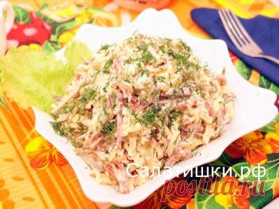 ПРОСТОЙ ВКУСНЫЙ САЛАТ С КОПЧЕНОЙ КОЛБАСОЙ | Рецепты вкусных салатов